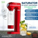 Saturator do wody gazowanej ViO SodaBoom SB-7006 red z manometrem Czerwony
