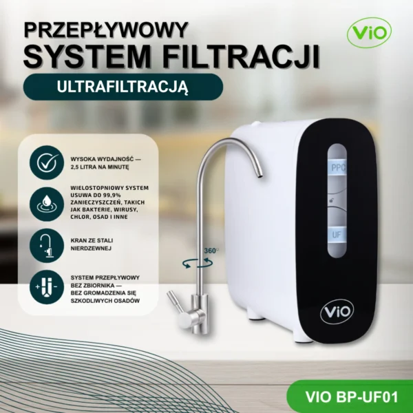 FILTR WODY PITNEJ POD ZLEW Z ULTRAFILTRACJĄ VIO BP-UF01 WYDAJNOŚĆ 2,5 l/min
